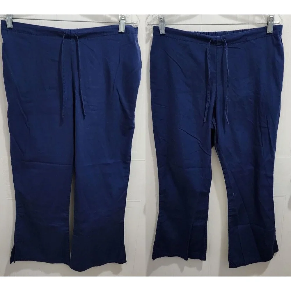 x2 Cherokee Workwear Pull On Scrub Pants Style 4101P Solid Navy Blue Size Small